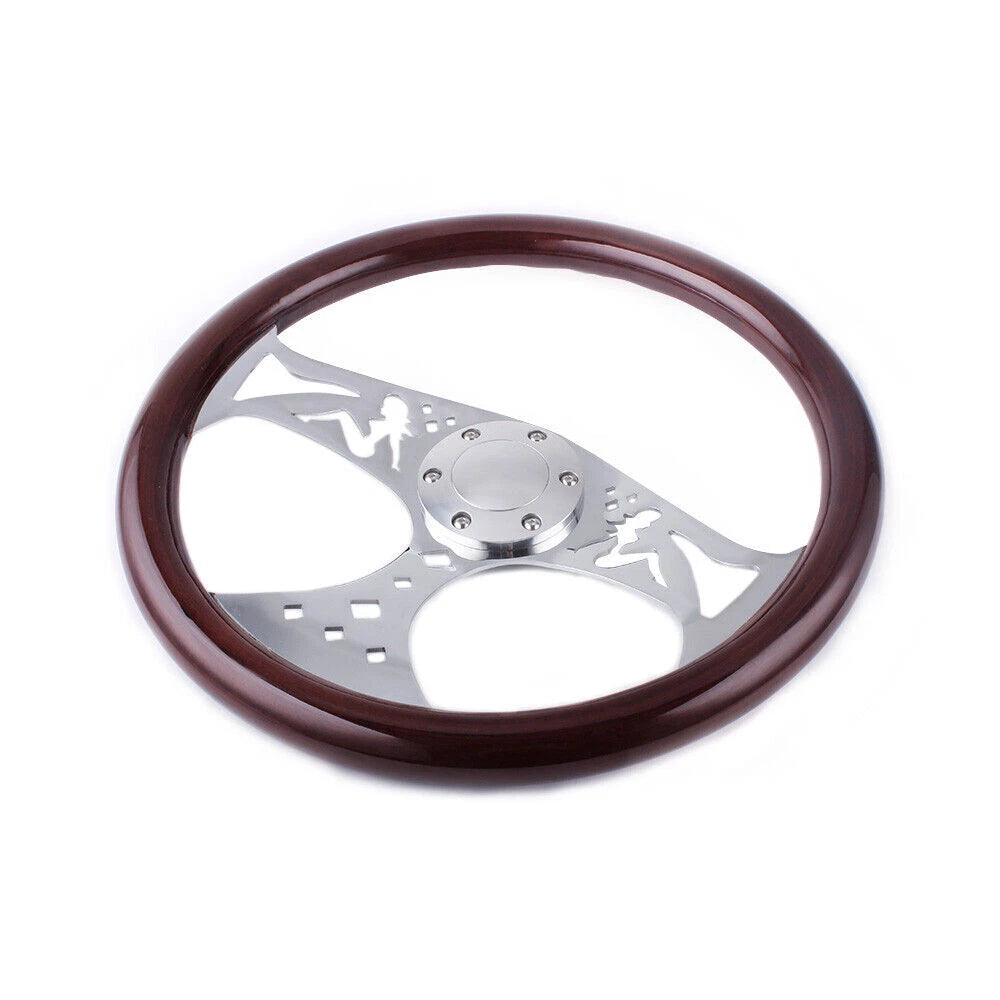 15" Classic Mahogany Wood Grain Steering Wheel for Universal Fit (RHD)