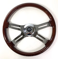 18" Dark Wood Steering Wheel Chrome Dual Spoke for Kenworth Peterbilt Freightliner (2010–2026)