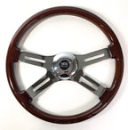 18" Dark Wood Steering Wheel Chrome Dual Spoke for Kenworth Peterbilt Freightliner (2010–2026)
