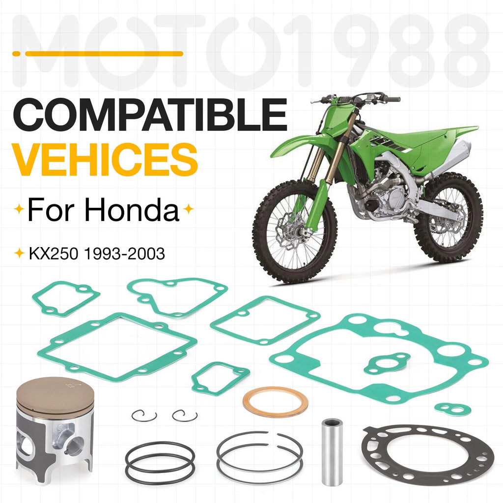 Top End Rebuild Kit STD 66.4mm Piston + Ring + Gasket for Kawasaki KX250 (1993–2003)