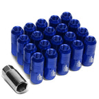 Set of 20 J2 7075 Forged Aluminum M12x1.5 Close-End Lug Nuts with Adapter Blue