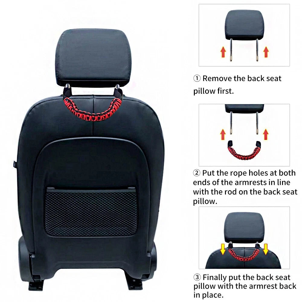 Headrest Bar Grab Handles for Jeep Wrangler JK TJ JL (1997–Present)