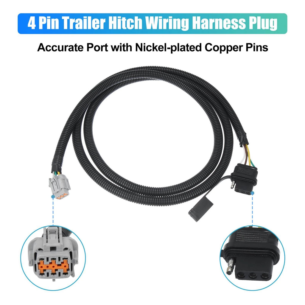 4 Way Flat Trailer Wiring Harness Plug for Nissan Frontier Xterra Pathfinder (2005–2022)