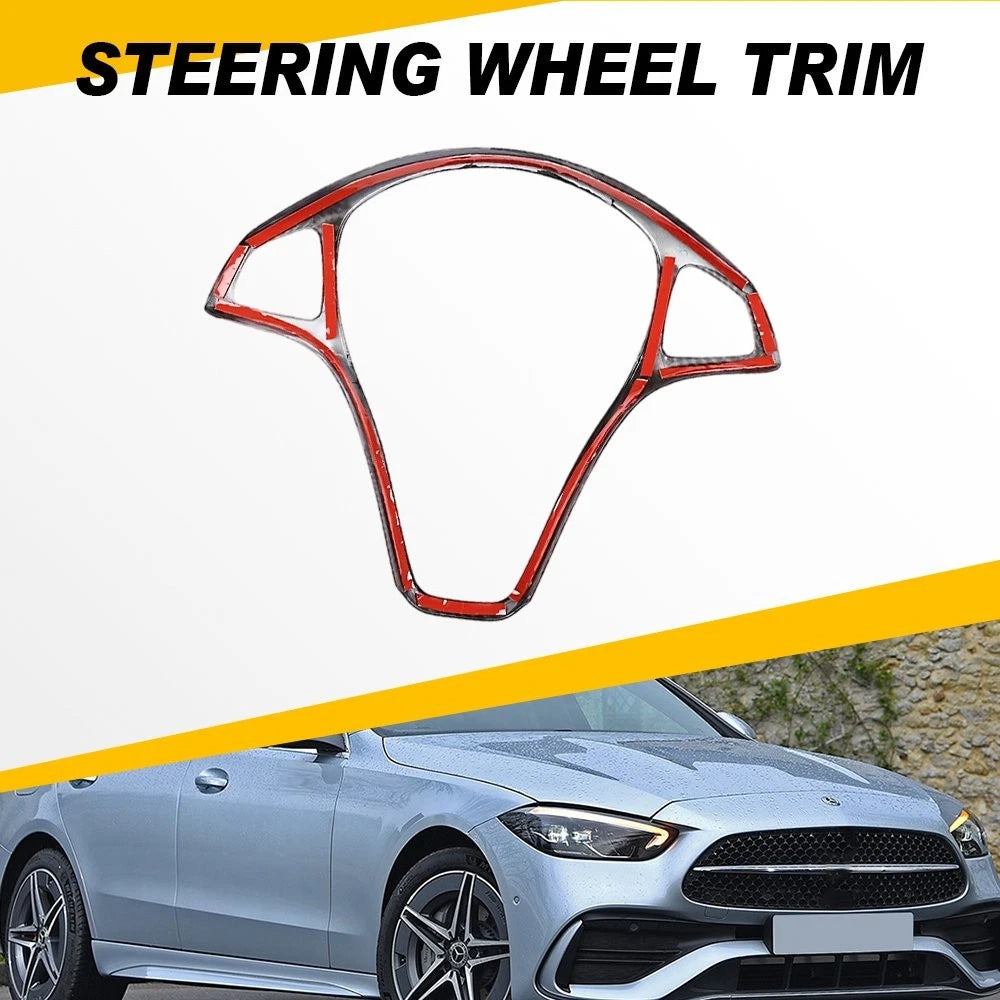 Carbon Fiber Steering Wheel Cover Trim for Benz W205 W213 X253 X156 (2015–2019)