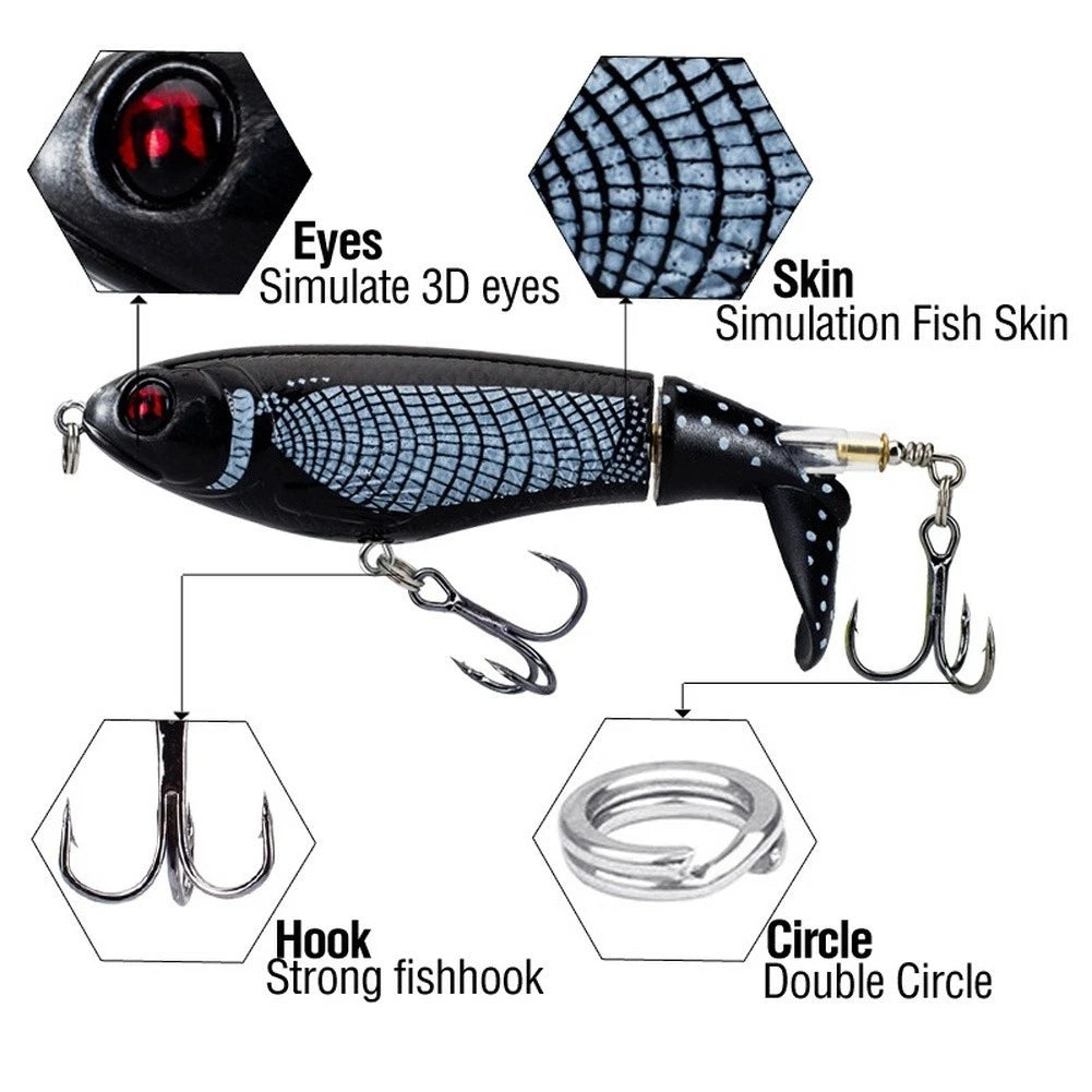 10cm 17g Popper Lure for Bass Pike Perch (Lifelike 3D Eyes, Fish Skin)