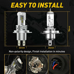 H4 9003 LED Bulb for Motorcycle (6000K White Hi/Lo Beam)