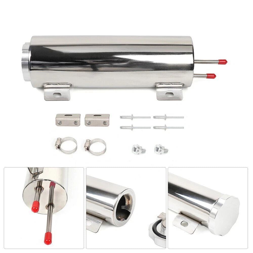 Polished Stainless Steel Radiator Coolant Overflow Catch Tank for