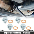M12x1.25 Engine Oil Drain Plug Screws w/ Seal Rings for Lexus