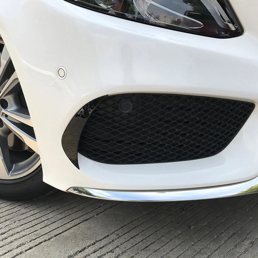 Gloss Black Front Bumper Canards for Benz C-Class AMG-Line W205 (2015–2019)