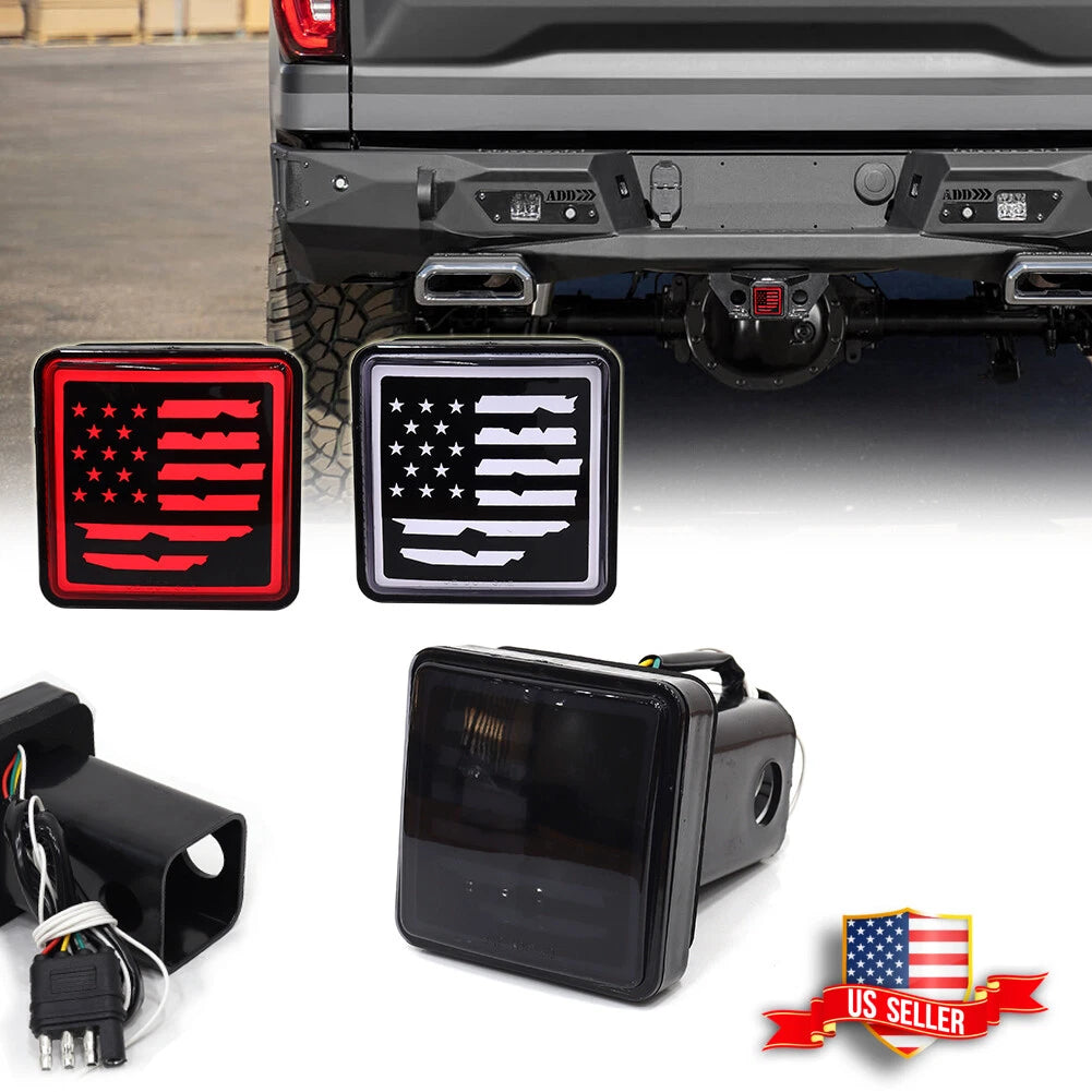 Smoked LED Brake Light Trailer Hitch Cover for 2" Receiver
