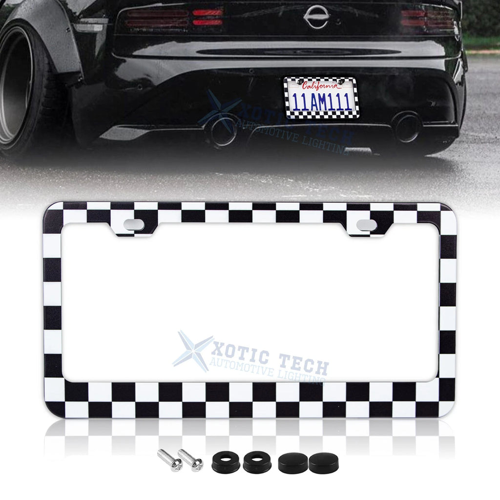 Checkered Flag License Plate Frame for Universal Vehicles (2018–2024)