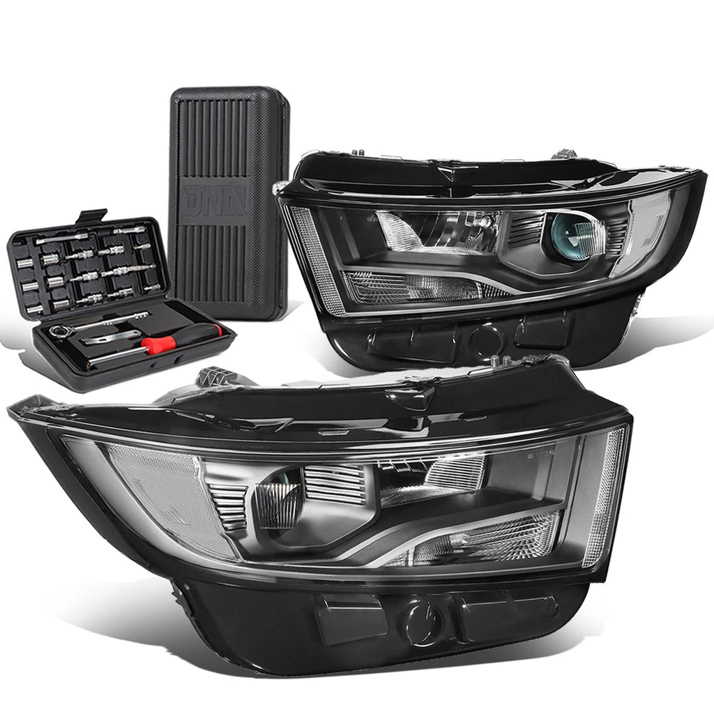 Pair of Black/Clear Signal Projector Headlights for Ford Edge (2015–2018)