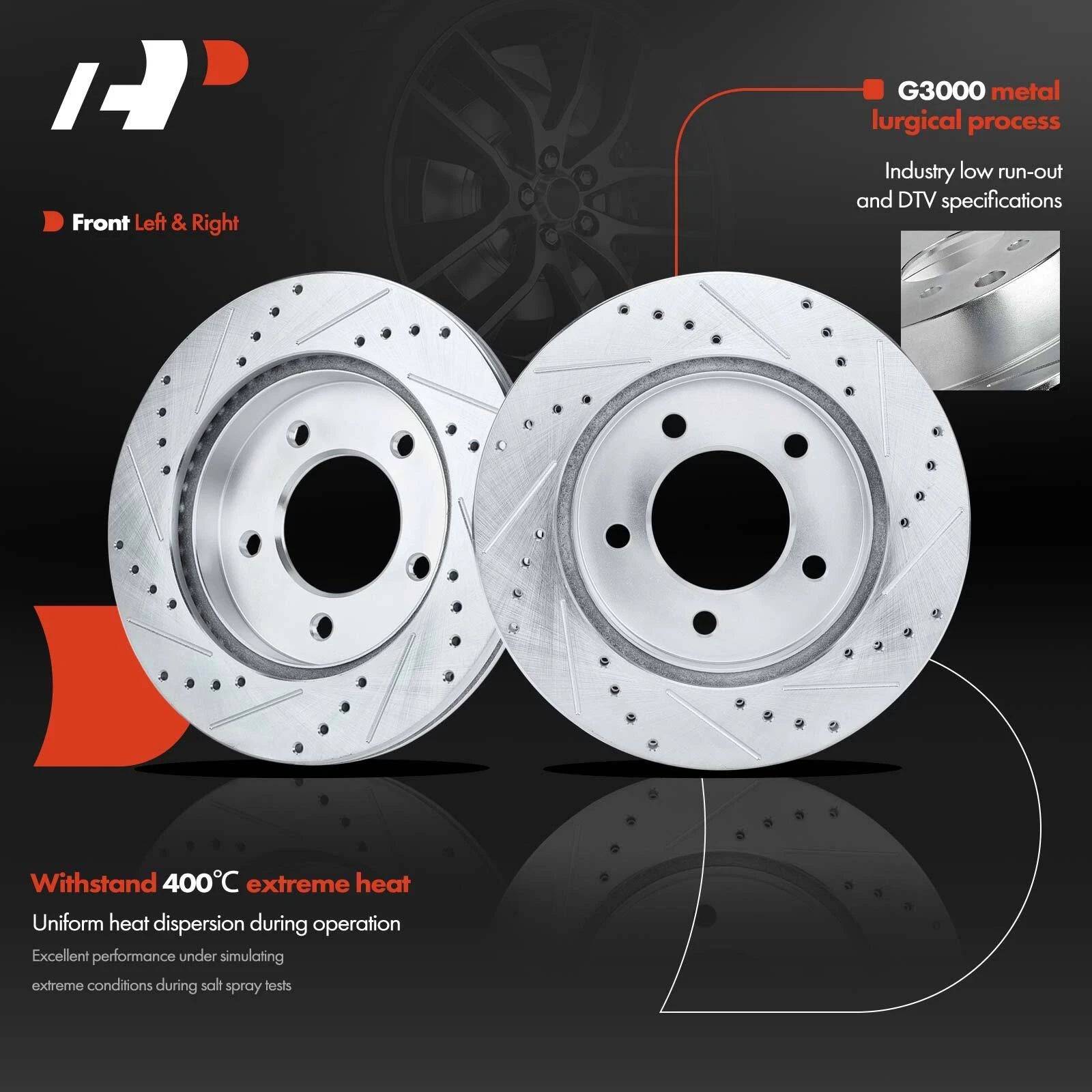 Front Drilled Brake Rotors & Ceramic Pads for Ford F-150 (1997–2003)