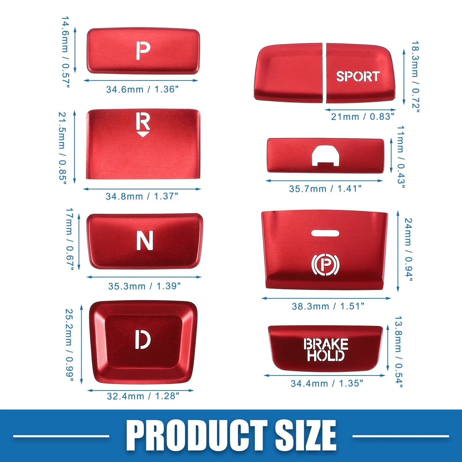9pcs Gear Shift Panel Switch Button Cover Trim for Honda Accord (2018–2022) Red