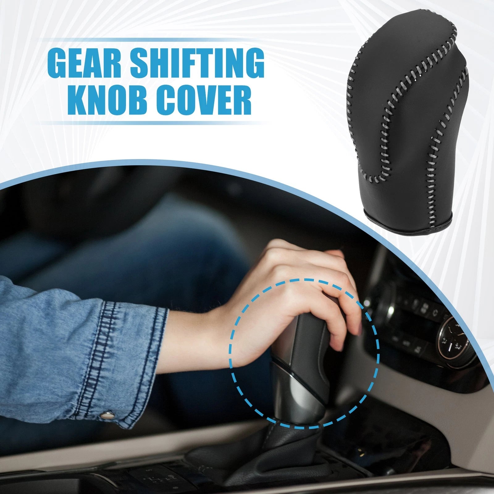Gear Shift Lever Cover for Subaru Crosstrek (2018–2023) Black Gray Stitches