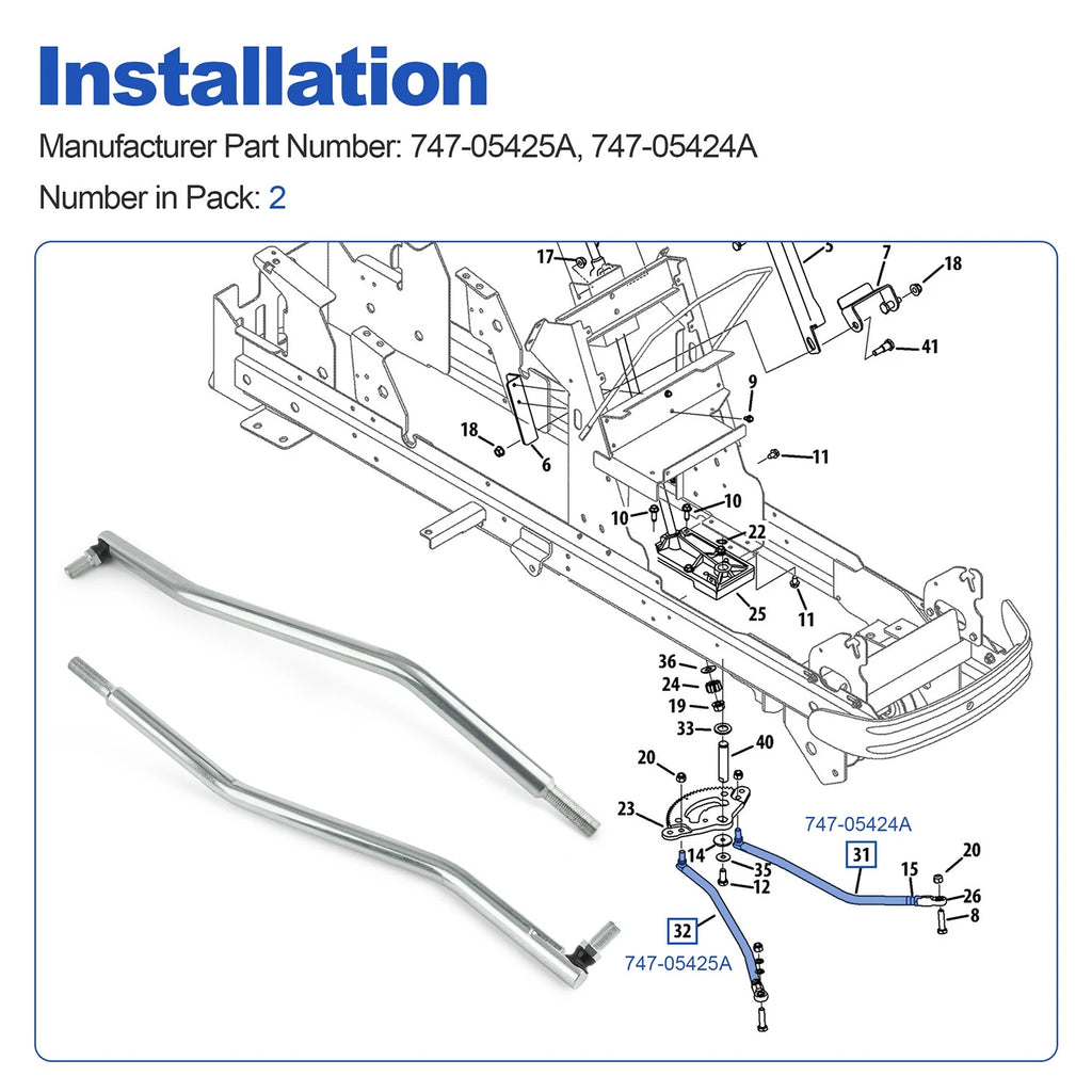 Steering Drag Link Kit for Cub Cadet (Left & Right) 747-05424A 747-05425A
