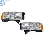 LH+RH Side Crystal Fresnel Lens Amber Corner Headlights for Dodge Ram (1994–2002)