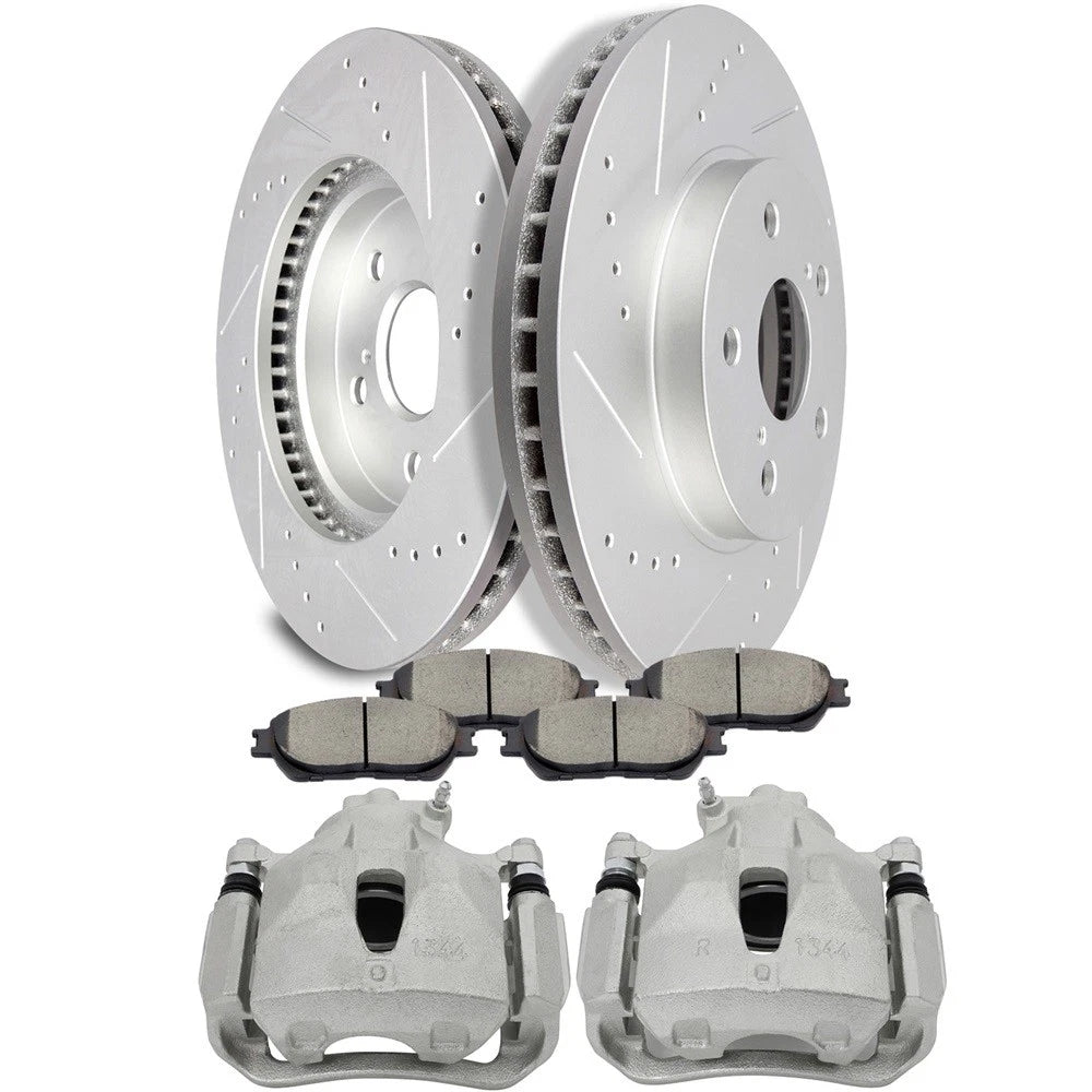 Front Left & Right Brake Calipers Rotors Ceramic Pads for Toyota Sienna (2004–2010)