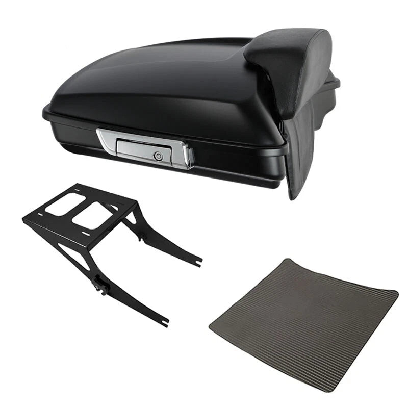 Matte Black Razor Trunk Backrest Mount Rack for Harley Fatboy (2008–2017)