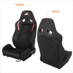 Reclinable Racing Bucket Seats Pair for J2 Engineering (Red/White Trim)