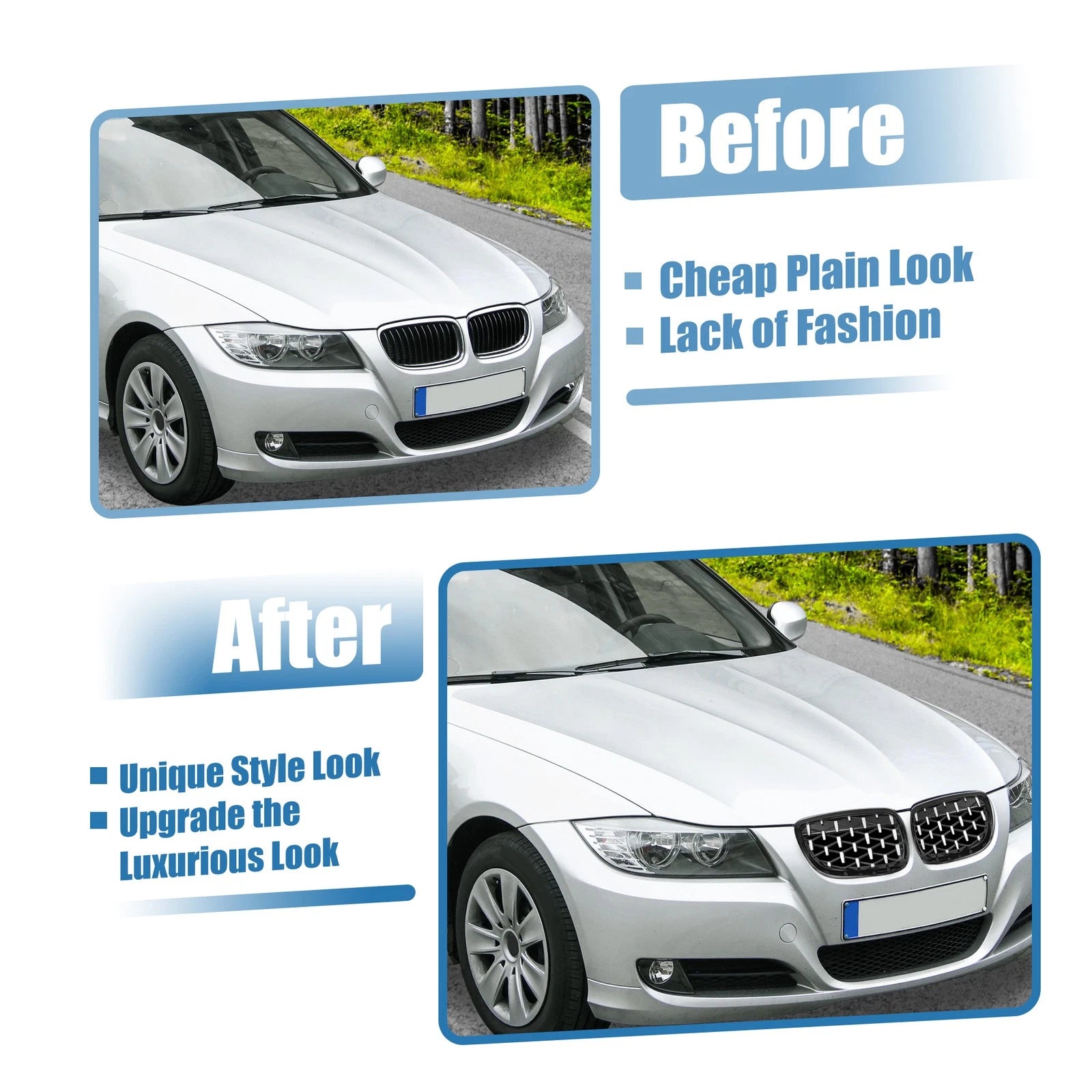Front Hood Bumper Grille for BMW 328i 335i 328xi 335xi xDrive (2007–2013)