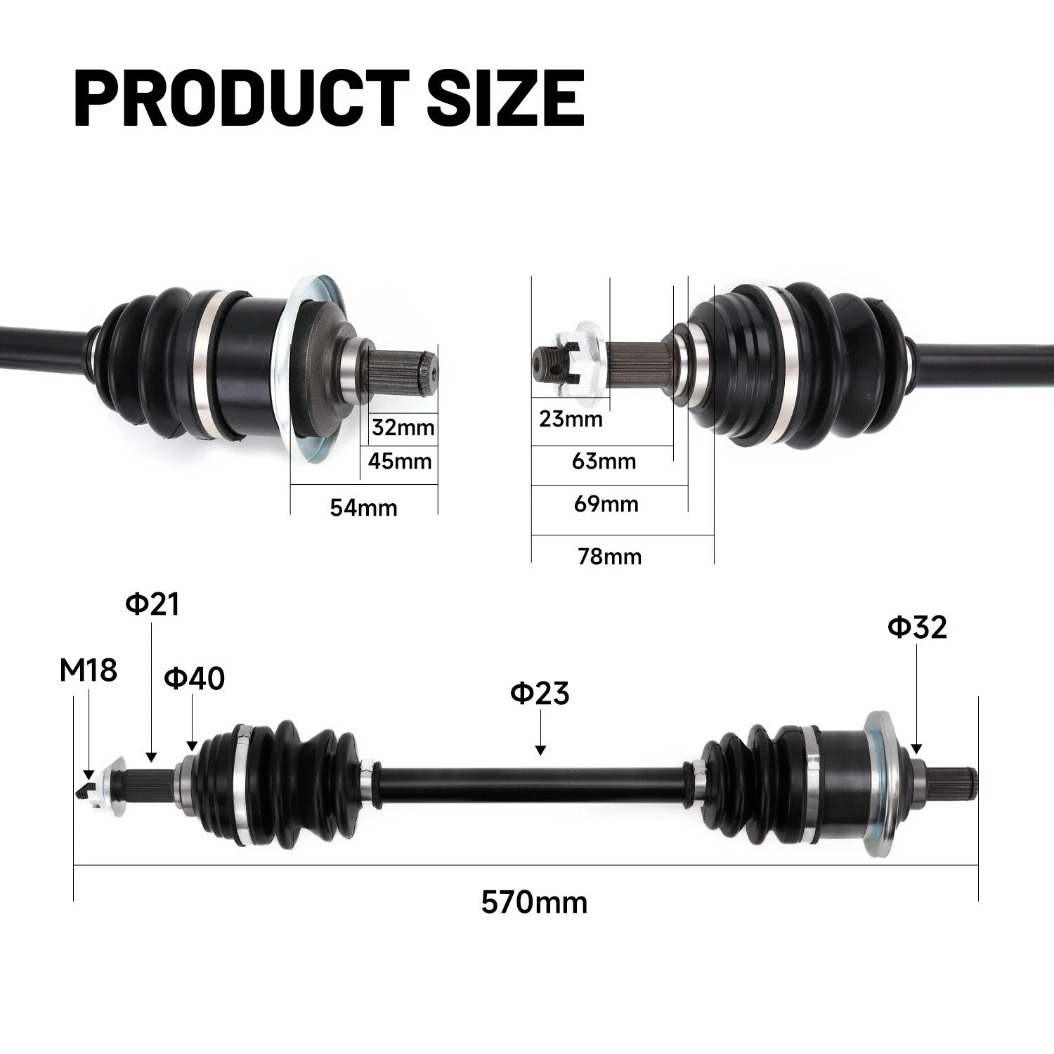 CV Joint Axle for Arctic Cat (1502-442, 0402-907, 0502-544)