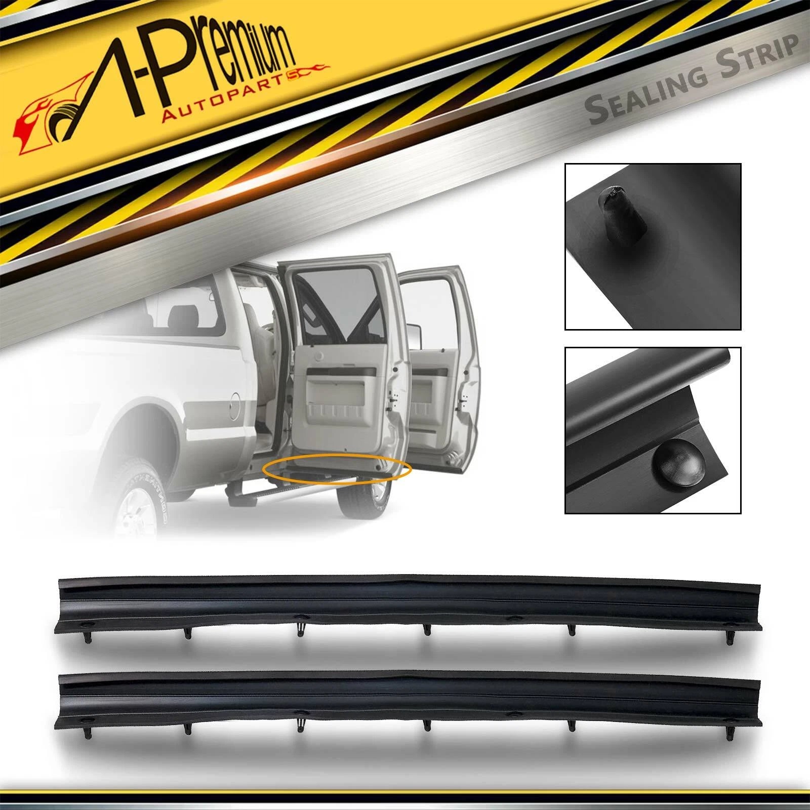 2X Rear Door Lower Weatherstrip Seal for Ford F-250 F-350 Super Duty