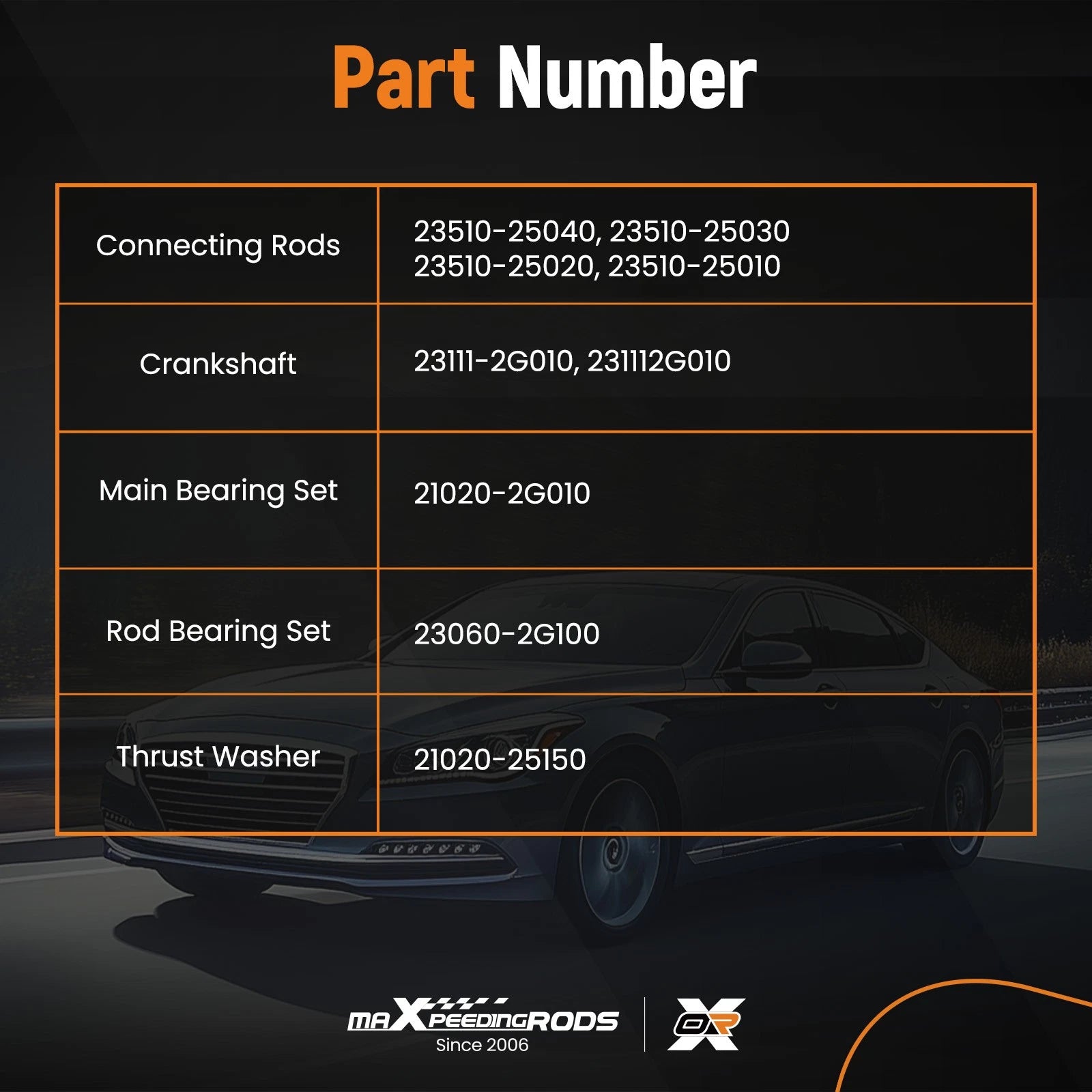 Engine Rebuild Kit for Hyundai Kia 2.0T G4KD
