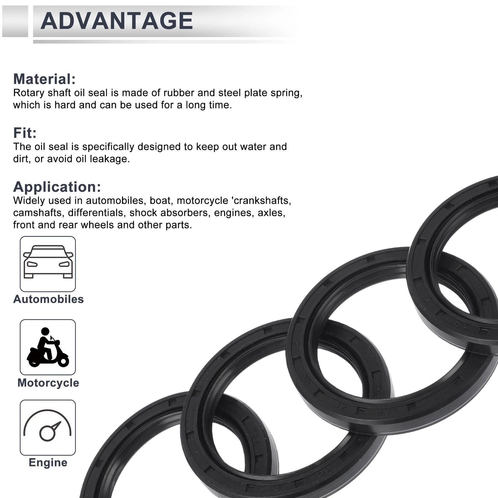 Set of 5 Oil Seal Rotary Shaft Seal NBR Rubber 45x60x7mm