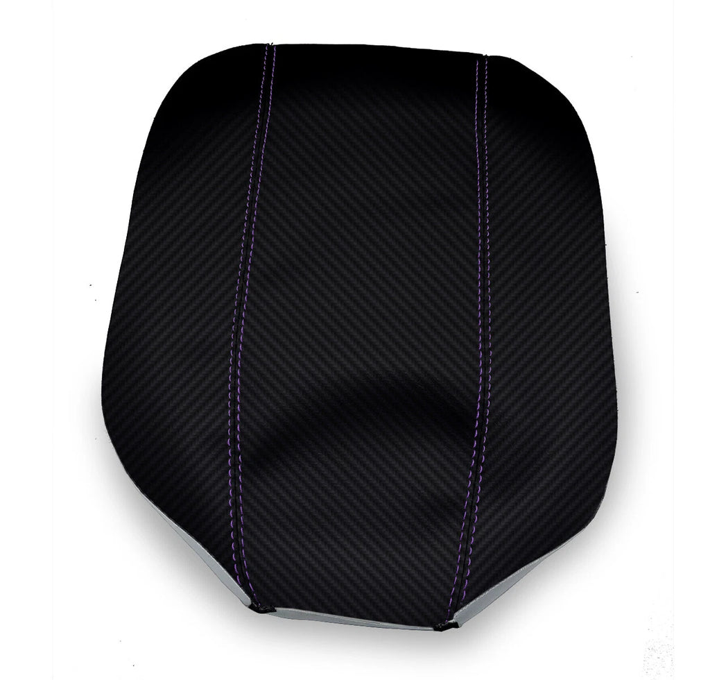 Console Lid Armrest Cover for Ford Fusion (2013–2020) Carbon Fiber Purple Stitch