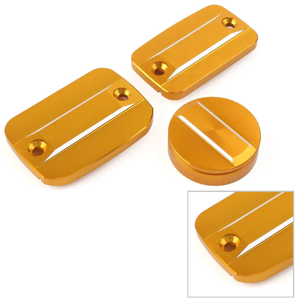 Gold Front Brake Clutch Fluid Reservoir Cap & Rear Brake Cover for Scrambler 1100