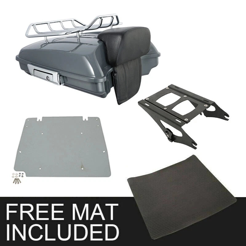 Razor Trunk Backrest Rack Plate for Harley Road Glide (2014–2026) Gunship Gray