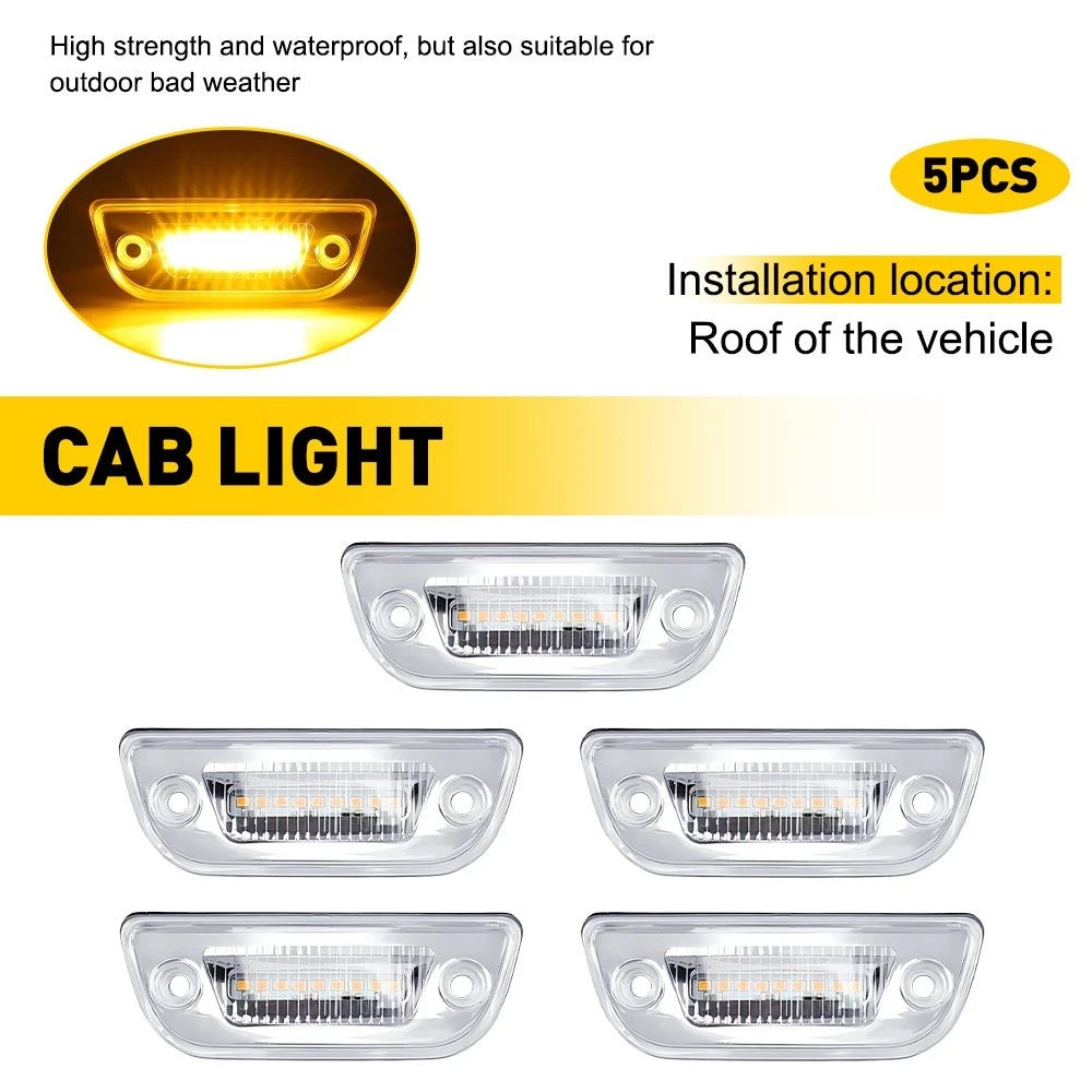 5X Clear Lens Rooftop Cab Marker Light Amber LED for Peterbilt 579 & Kenworth T680