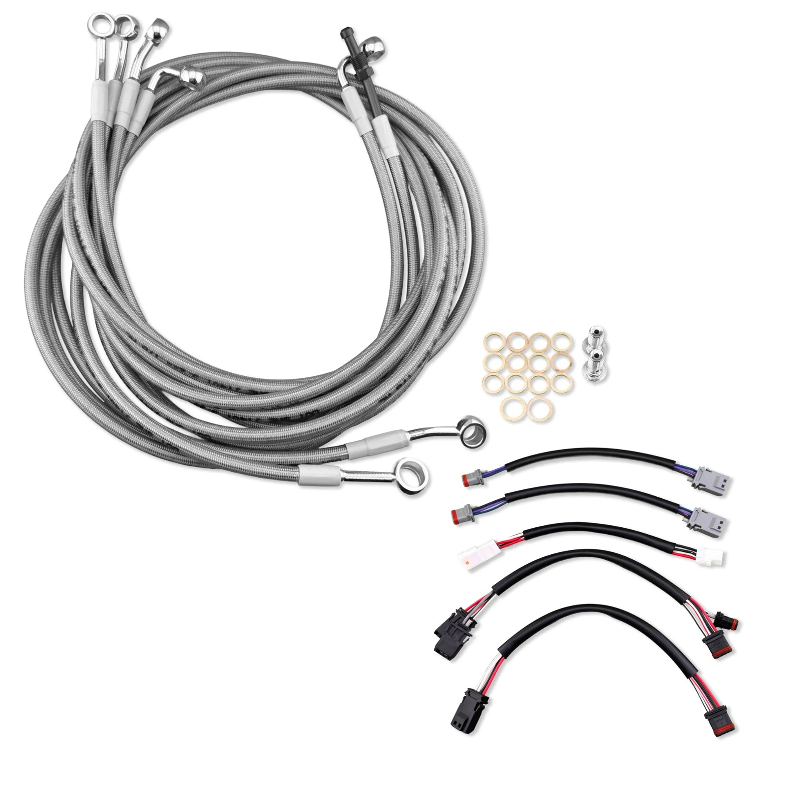 12" Chrome Extended Stainless Cable & Brake Line for Harley Touring (2017–2020)