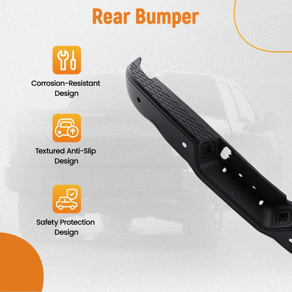 Rear Bumper Assembly for RAM 1500 (2009–2018) Black Steel Bolt-On