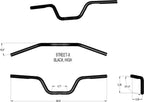 KHROME WERKS Street-X Handlebars for Harley Davidson (2000–2023) - Black 300903