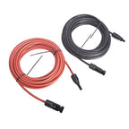 Set of 2 Solar Panel Extension Cables 20ft 4mm² for Automotive Use