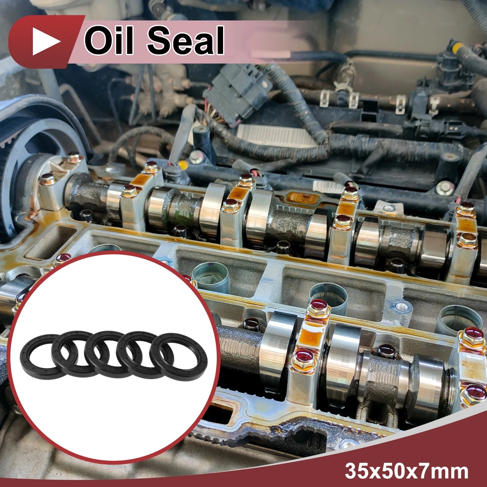 Set of 5 Rotary Shaft Oil Seals 35x50x7mm Nitrile Rubber 672668828700