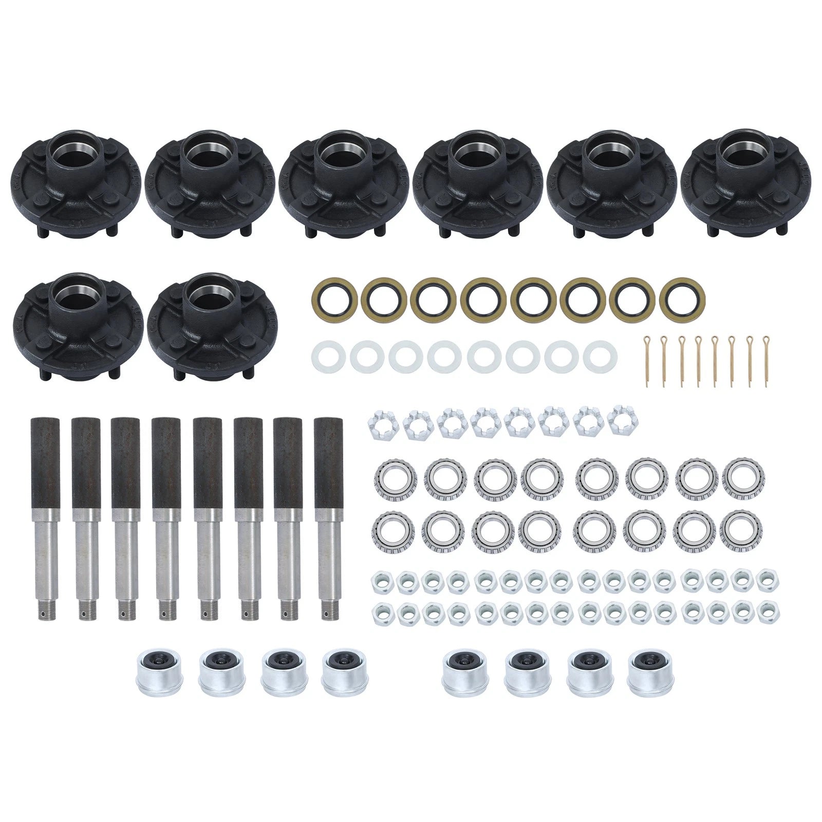 Set of 8 Trailer Axle Kits for 4 on 4" Bolt Idler Hub (RHD)