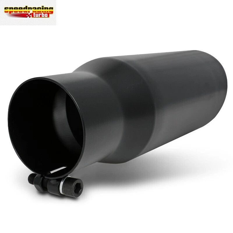 Slant Muffler with 2.5" Inlet, 3" Outlet, Black Stainless Steel Tip 8.5"L