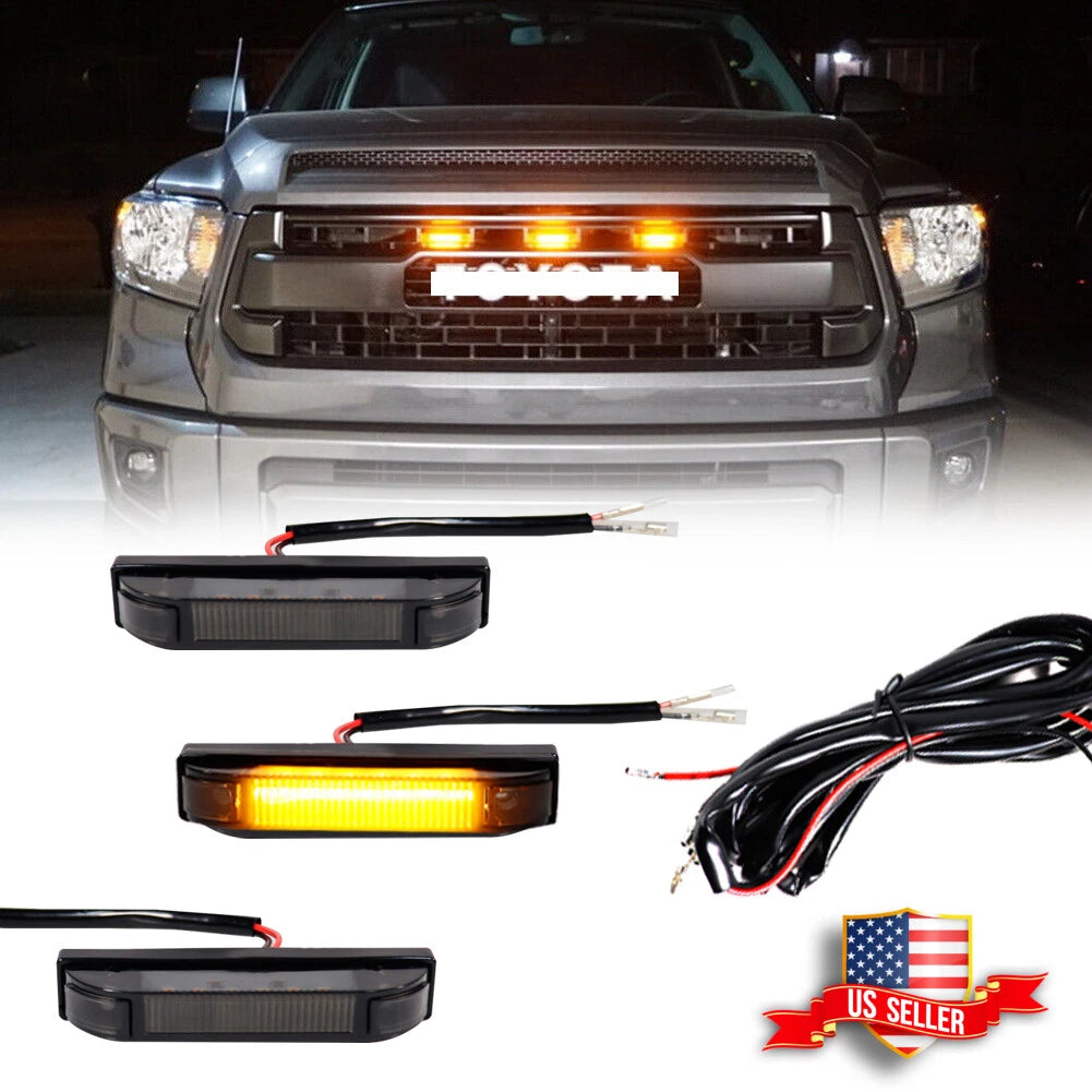 3X Smoke Amber LED Grille Running Light Kit for Tundra (2014–2021)