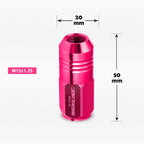 20Pc M12X1.25 Pink JDM Closed End Cone Hex Wheel Lug Nuts + Extension 20mmx50mm