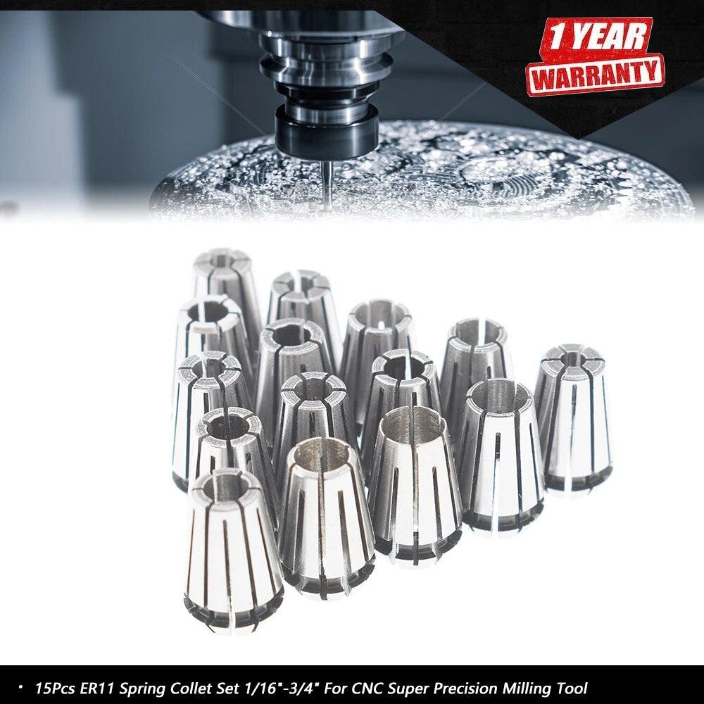 15Pcs ER11 Spring Collet Set for CNC Milling Tool