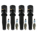 Set of 4 Ignition Coils & Platinum Spark Plugs for Ford Focus (2000–2007)