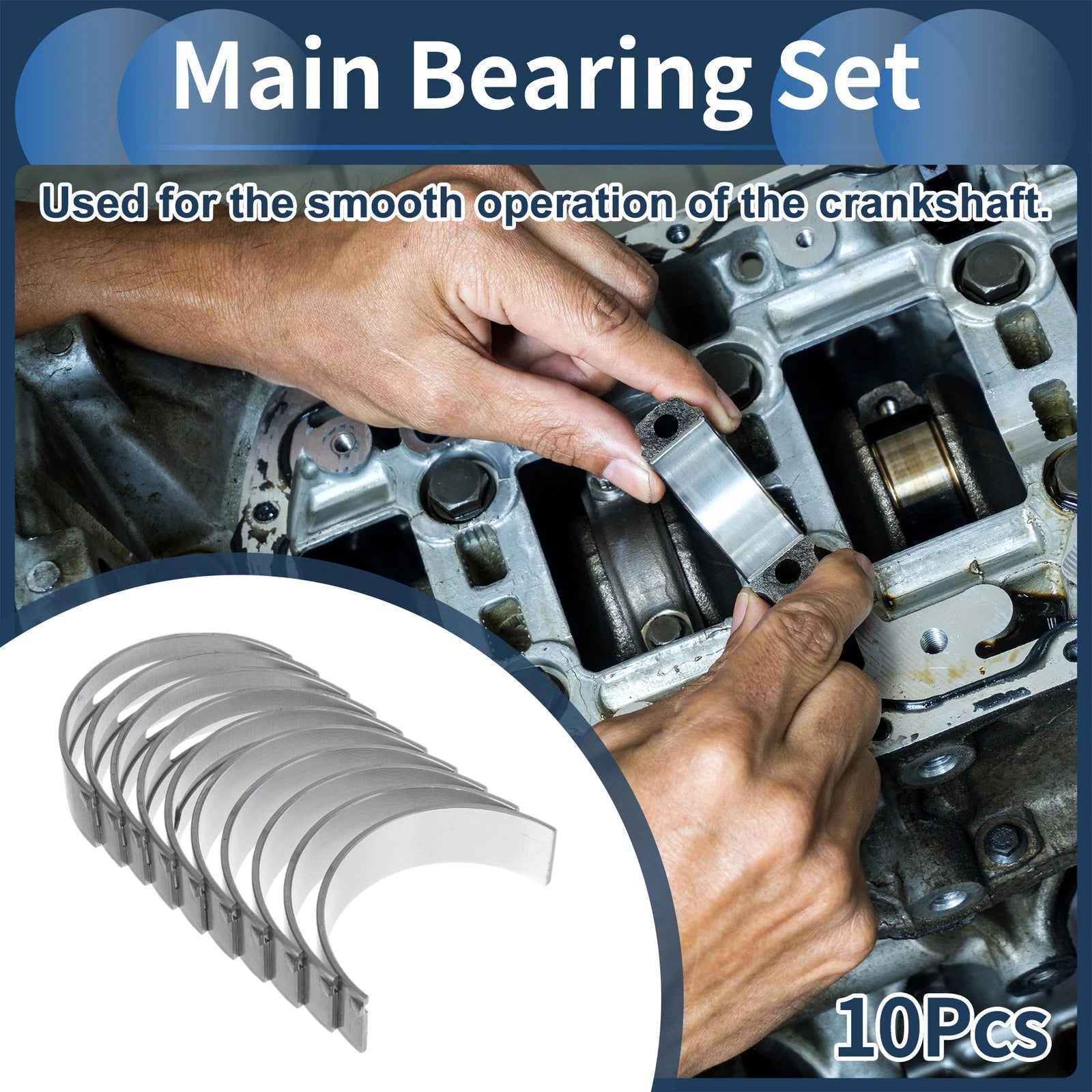 Main Bearing Set No.ME200022 for Mitsubishi L200 (1992–1999) 10 Pcs