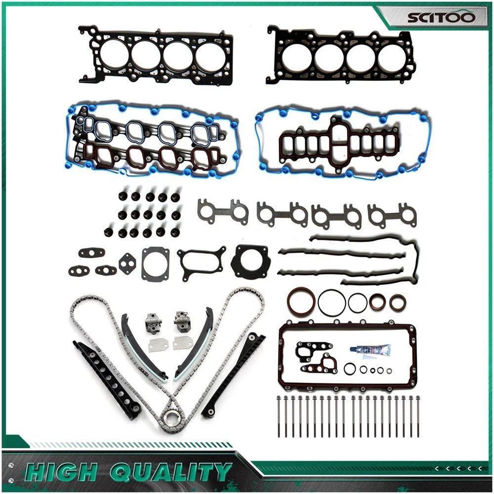 Full Gasket Set Timing Chain Kit Head Bolts for Ford Expedition (1999)