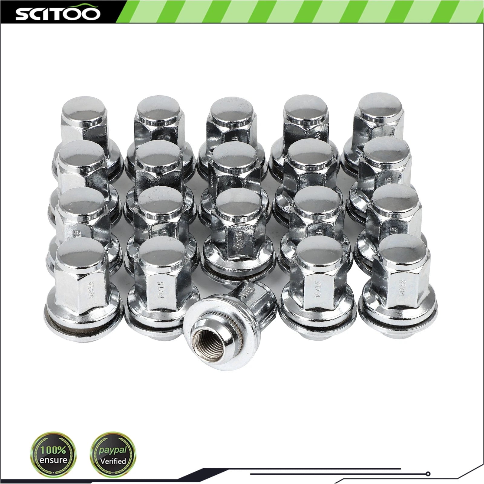 20 Pcs Closed-end Chrome M14X1.5 Lug Nuts 22mm Hex for Land Rover Defender 110 (1990–2023)