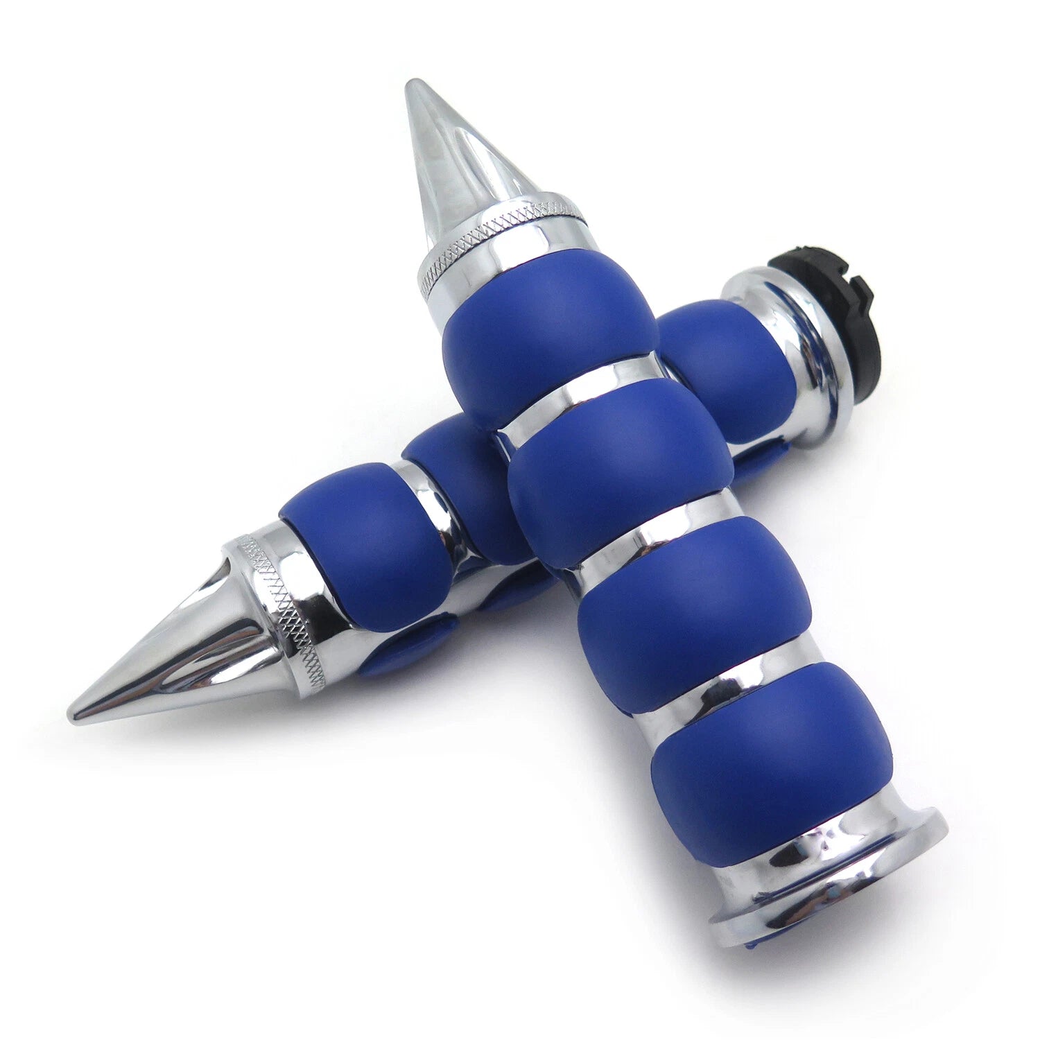 Chrome Blue Rubber Handlebar Grip for Suzuki Kawasaki Yamaha Honda