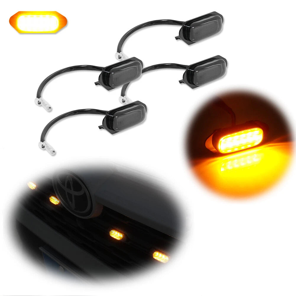 Set of 4 Raptor Style Smoked Lens Grille LED Lights for Toyota RAV4