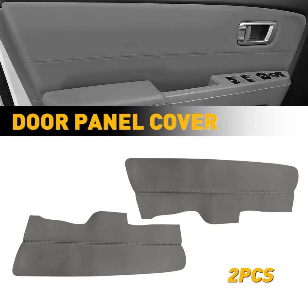2X Front Insert Door Panel Leather Covers Gray for Honda Pilot (2009–2015)